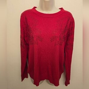 NWT LIV Milano Ladies Crew Neck Sweater With Colored Stone Details